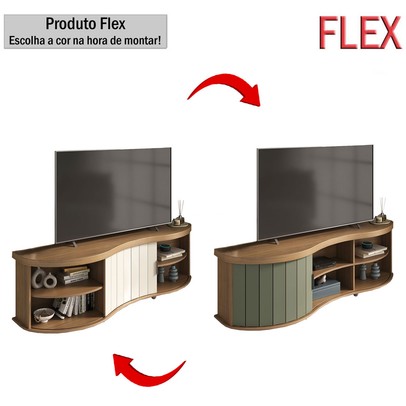 Rack para TV Até 75 Polegadas Magnum 1 Porta Ripada Flex Carvalho/Off White - Artely Móveis