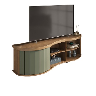 Rack para TV Até 75 Polegadas Magnum 1 Porta Ripada Flex Carvalho/Off White - Artely Móveis