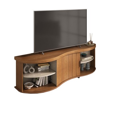 Rack para TV Até 75 Polegadas Magnum 1 Porta Ripada Flex Cinamomo/Off White - Artely Móveis