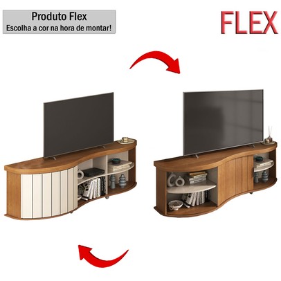 Rack para TV Até 75 Polegadas Magnum 1 Porta Ripada Flex Cinamomo/Off White - Artely Móveis