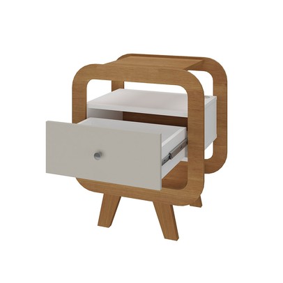 Mesa de Canto Theo 1 Gaveta com Usb Cinamomo/Off White - Artely