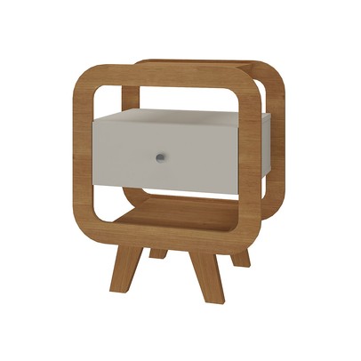 Mesa de Canto Theo 1 Gaveta com Usb Cinamomo/Off White - Artely