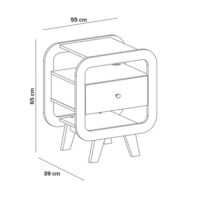 Mesa de Canto Theo 1 Gaveta com Usb Naturale/Branco - Artely