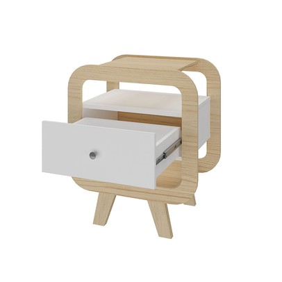 Mesa de Canto Theo 1 Gaveta com Usb Naturale/Branco - Artely