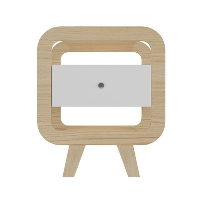 Mesa de Canto Theo 1 Gaveta com Usb Naturale/Branco - Artely