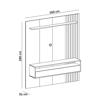 Painel para TV Até 65 Polegadas Matisse Frisado 1 Porta Basculante com Led Cinamomo/Off White - Artely Móveis