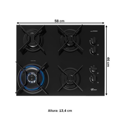 Cooktop 4 Bocas Tc Fit Line Trempe Iron com Vidro Preto 36330 - Fischer
