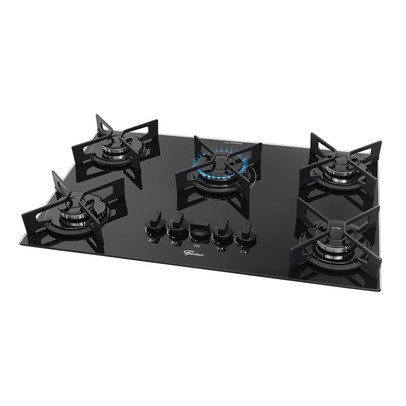 Cooktop 5 Bocas Fit Line Trempe Iron com Vidro Preto 36325 - Fischer