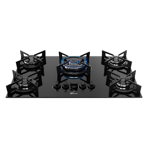 Cooktop 5 Bocas Tc Fit Line Trempe Iron com Vidro Preto - Fischer