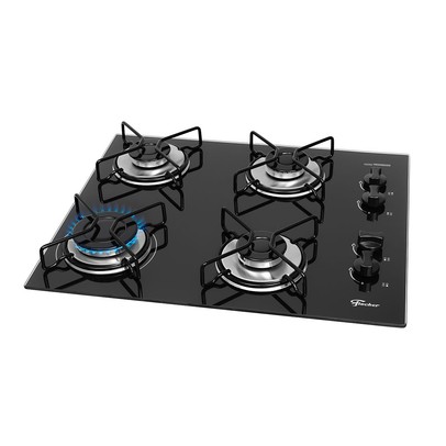 Cooktop 4 Bocas Fit Line com Trempe Aramado e Vidro Preto 36350 - Fischer