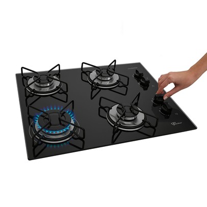 Cooktop 4 Bocas Fit Line com Trempe Aramado e Vidro Preto 36350 - Fischer