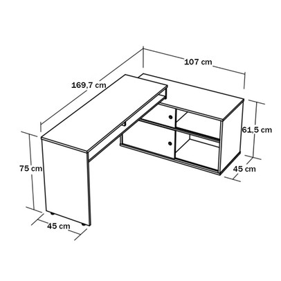 Mesa Escrivaninha Home Office 2 Portas Flex Olmo/Branco - Artany