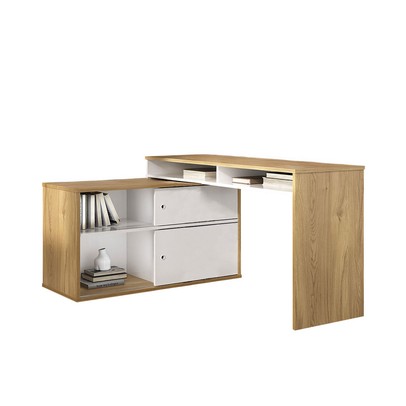 Mesa Escrivaninha Home Office 2 Portas Flex Olmo/Branco - Artany