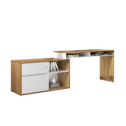 Mesa Escrivaninha Home Office 2 Portas Flex Olmo/Branco - Artany