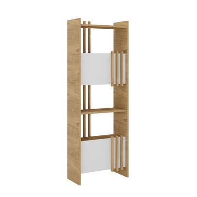 Estante para Livros Arbos 2 Portas 6 Prateleiras Ripado Olmo/Branco - Artany