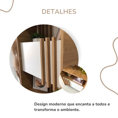 Estante para Livros Arbos 2 Portas 6 Prateleiras Ripado Olmo/Branco - Artany