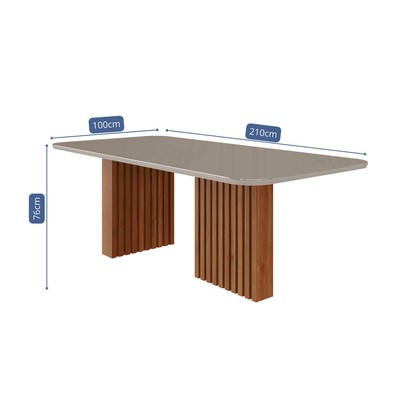 Mesa de Madeira Ester 210 com Vidro Cinamomo/Off White - Cimol