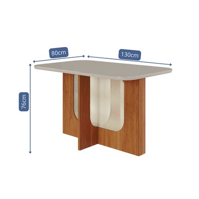 Mesa de Madeira Louise 130 com Vidro Cinamomo/Off White - Cimol