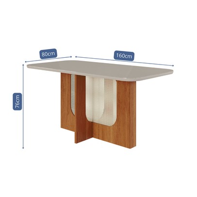 Mesa de Madeira Louise 160 com Vidro Cinamomo/Off White - Cimol