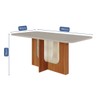 Mesa de Madeira Louise 180 com Vidro Cinamomo/Off White - Cimol