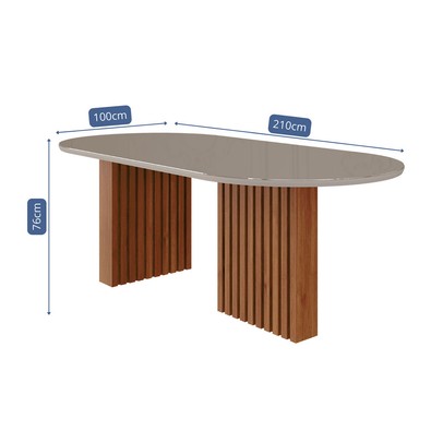 Mesa de Madeira Ester com Vidro Cinamomo/Off White - Cimol