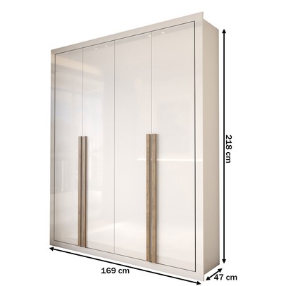 Guarda-Roupa Solteiro Severo 4 Portas 3 Gavetas Branco - Panorama Móveis