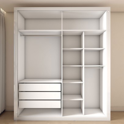 Guarda-Roupa Solteiro Severo 4 Portas 3 Gavetas Branco - Panorama Móveis