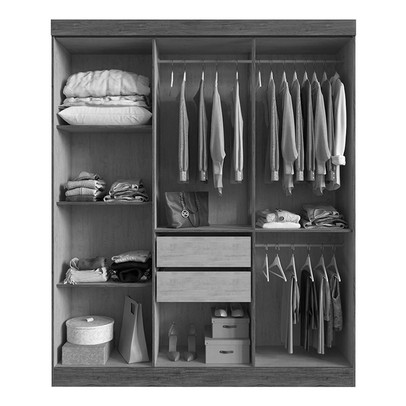 Guarda-Roupa Casal New York 6 Portas 2 Gavetas 100% Mdf Castanho/Preto - Doripel