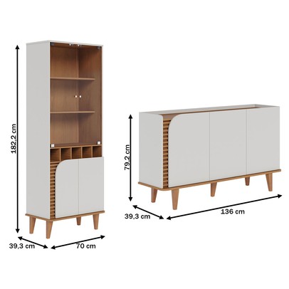 Sala de Estar Completa Jurerê 7 Portas 4 Prateleiras Off White/Freijó - Colibri