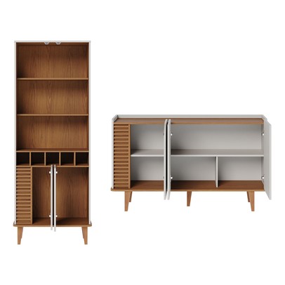 Sala de Estar Completa Jurerê 7 Portas 4 Prateleiras Off White/Freijó - Colibri