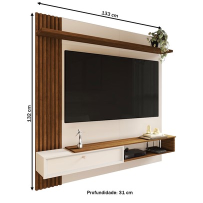 Painel para TV Até 55 Polegadas Sunset 1 Porta Freijó/Off White - Panorama Móveis