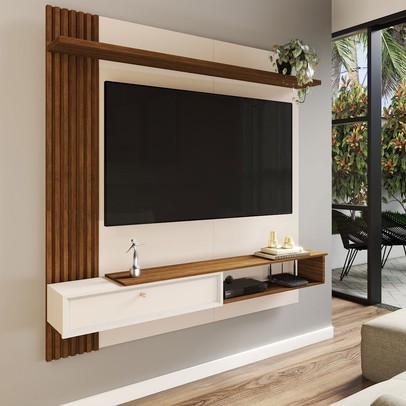 Painel para TV Até 55 Polegadas Sunset 1 Porta Freijó/Off White - Panorama Móveis