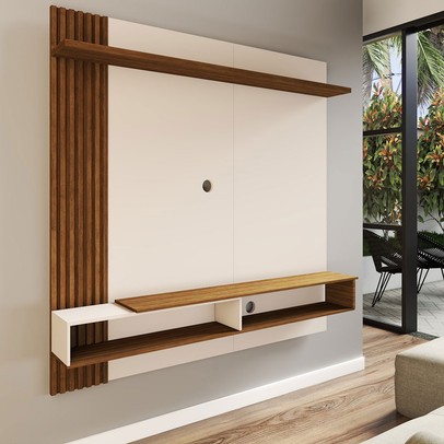Painel para TV Até 55 Polegadas Sunset 1 Porta Freijó/Off White - Panorama Móveis