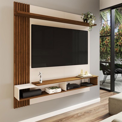 Painel para TV Até 55 Polegadas Sunset 1 Porta Freijó/Off White - Panorama Móveis