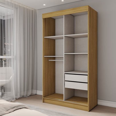 Guarda-Roupa Solteiro Sirius  2 Portas 2 Gavetas Flex Marrocos/Off White - Panorama Móveis