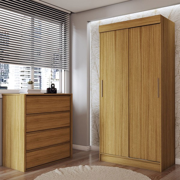 Guarda-Roupa Solteiro Sirius 2 Portas 2 Gavetas e Cômoda 4 Gavetas Marrocos - Panorama Móveis