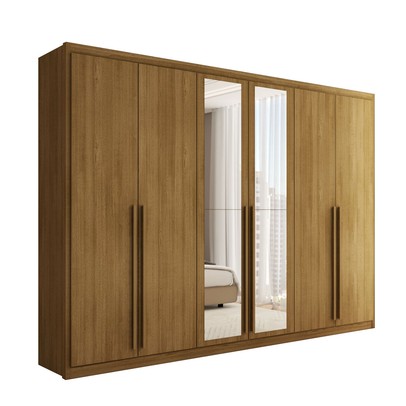 Guarda-Roupa Casal Córdoba  6 Portas 6 Gavetas 100% Mdf com Espelho Nature - Panorama Móveis