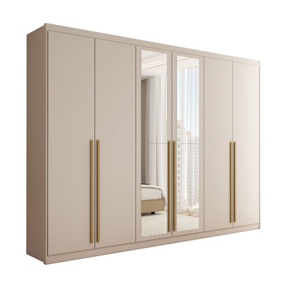 Guarda-Roupa Casal Córdoba  6 Portas 6 Gavetas 100% Mdf com Espelho Fendi - Panorama Móveis