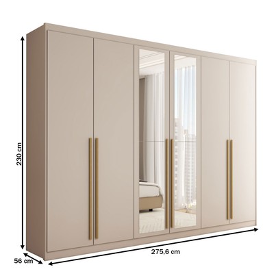Guarda-Roupa Casal Córdoba  6 Portas 6 Gavetas 100% Mdf com Espelho Fendi - Panorama Móveis