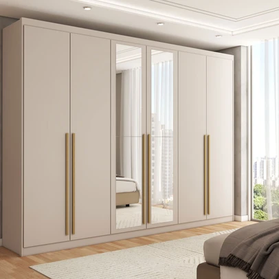 Guarda-Roupa Casal Córdoba  6 Portas 6 Gavetas 100% Mdf com Espelho Fendi - Panorama Móveis