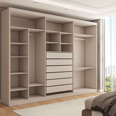 Guarda-Roupa Casal Córdoba  6 Portas 6 Gavetas 100% Mdf com Espelho Fendi - Panorama Móveis