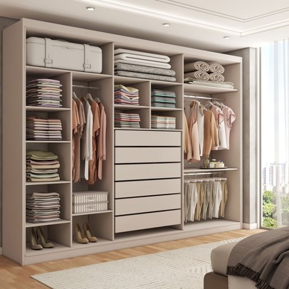 Guarda-Roupa Casal Córdoba  6 Portas 6 Gavetas 100% Mdf com Espelho Fendi - Panorama Móveis