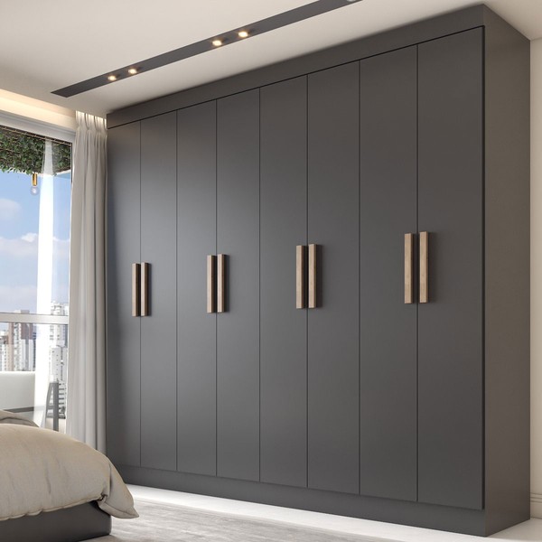Guarda-Roupa Casal Valparaíso  8 Portas 4 Gavetas Preto - Panorama Móveis