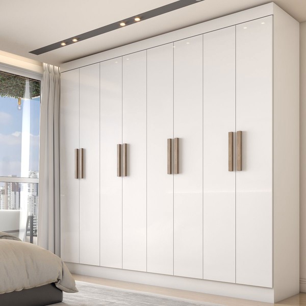 Guarda-Roupa Casal Valparaíso  8 Portas 4 Gavetas Branco - Panorama Móveis