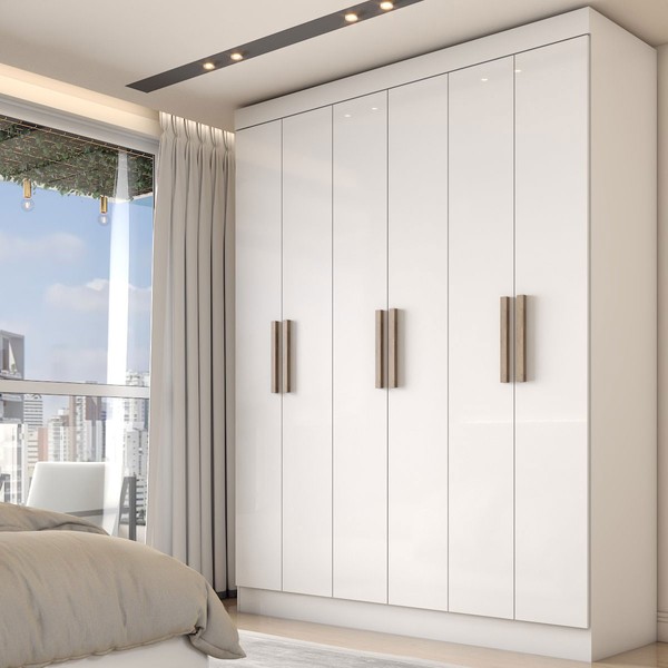 Guarda-Roupa Casal Valparaíso  6 Portas 2 Gavetas Branco - Panorama Móveis