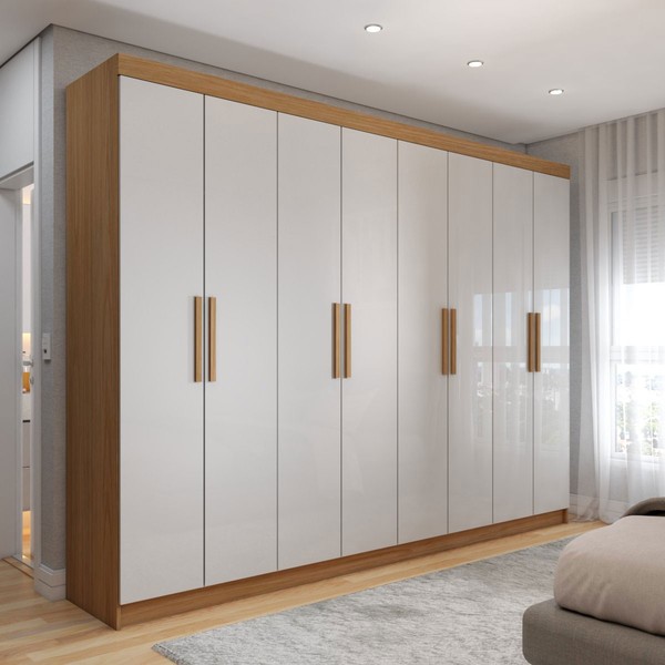 Guarda-Roupa Casal Aurora Radiante 8 Portas 4 Gavetas Marrocos/Off White - Panorama Móveis