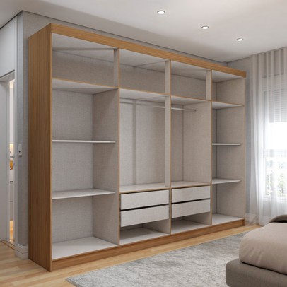 Guarda-Roupa Casal Aurora Radiante 8 Portas 4 Gavetas Marrocos/Off White - Panorama Móveis