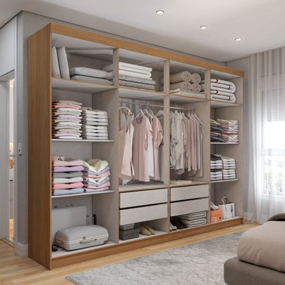 Guarda-Roupa Casal Aurora Radiante 8 Portas 4 Gavetas Marrocos/Off White - Panorama Móveis