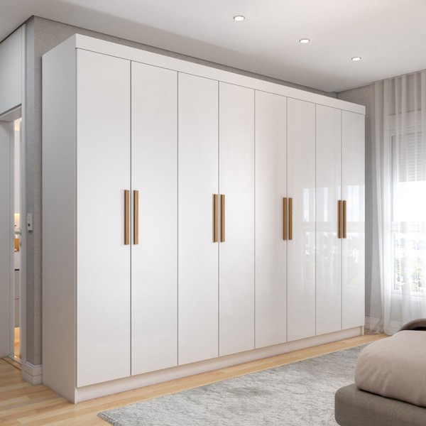 Guarda-Roupa Casal Aurora Radiante 8 Portas 4 Gavetas Branco Neve - Panorama Móveis