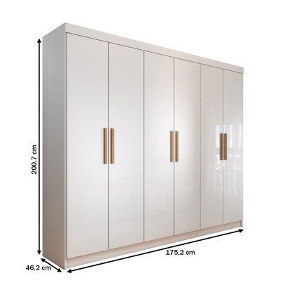 Guarda-Roupa Casal Aurora Radiante 6 Portas 2 Gavetas Branco Neve - Panorama Móveis